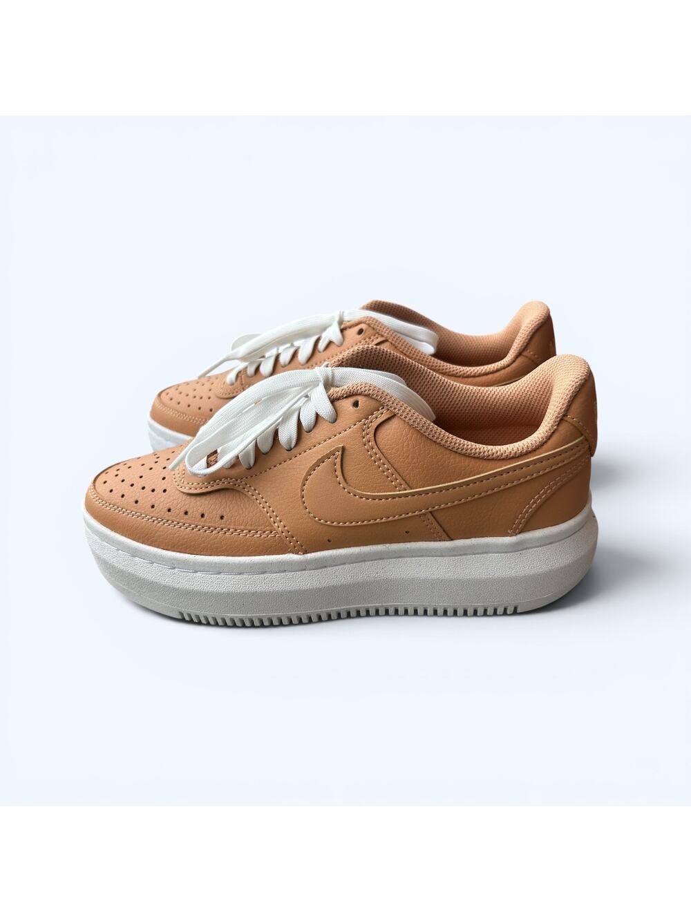 Nike Court Vision Alta Platform Leather Sneakers Cognac Women’s Size 8  New